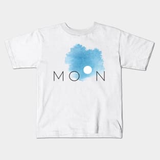 Full Moon Phases Blue Watercolor Sky Kids T-Shirt